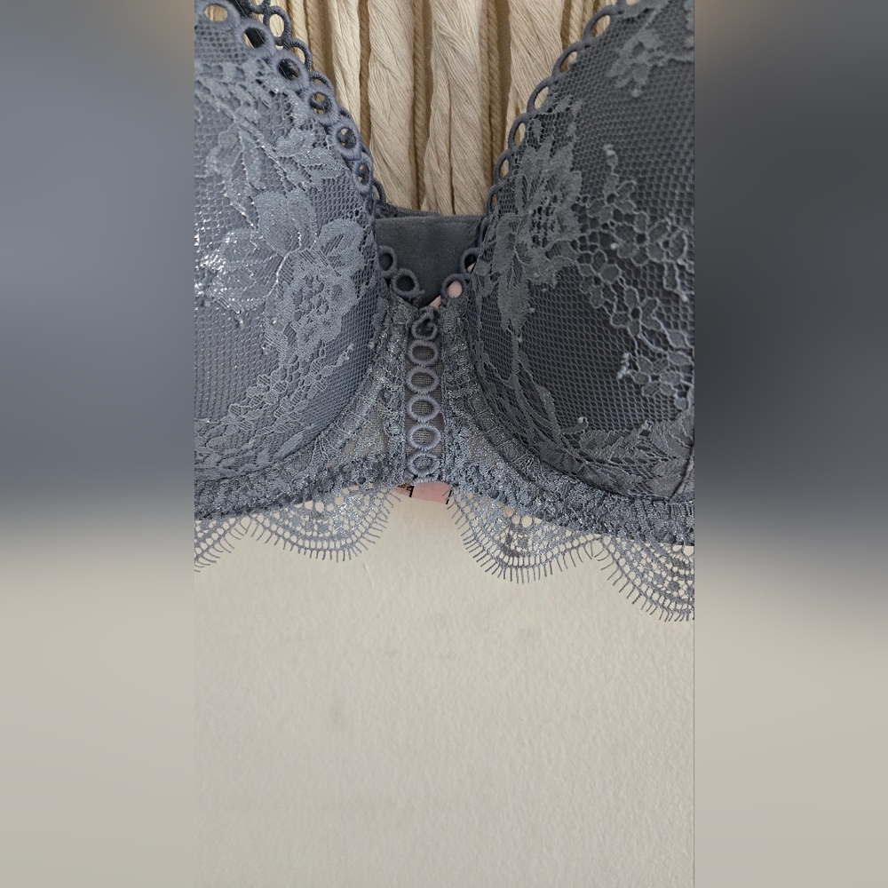 Victoria's Secret Bra Women's 36D Blue Gray Lace  Dream Angels Racerback - Picture 5 of 11